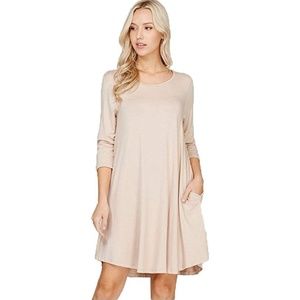 Happy Girls Comfy 3/4Sleeve Scoop Neck Swing Dress